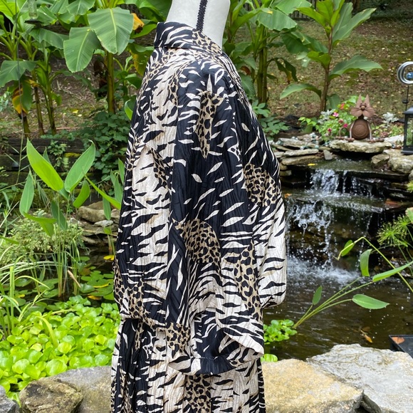 Adrianna Papell Skirt Top Set Animal Print Silk - Picture 3 of 11